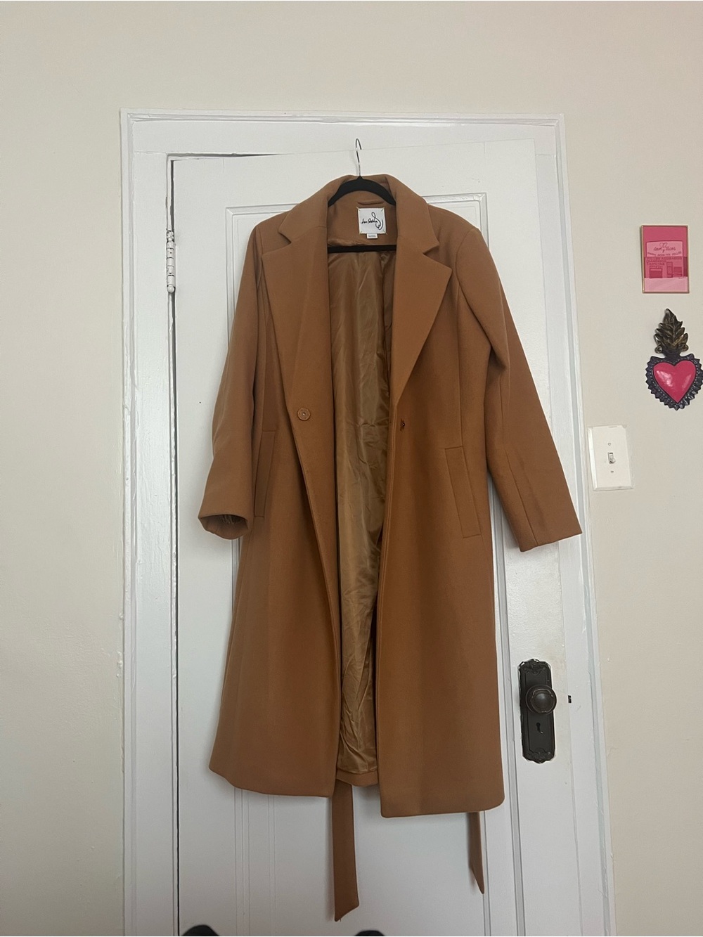 Sam Edelman Camel Wool-Blend Coat with Notch Collar - Picture 2 of 6
